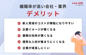 離職率が高い会社・業界のデメリット