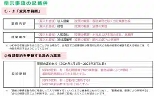 厚生労働省｜2024年4月から追加された明示事項の記載例