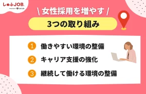 女性採用を増やすために企業がすべき3つの取り組み