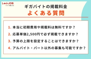 ギガバイトの掲載料金に関するよくある質問（FAQ）