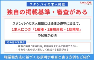スタンバイの求人には掲載基準・審査がある